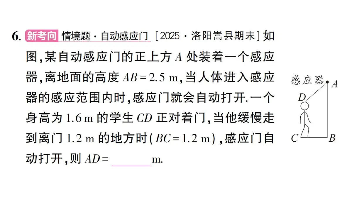 初中数学新华东师大版八年级上册13.2第1课时 勾股定理的实际应用作业课件(2025秋)第7页