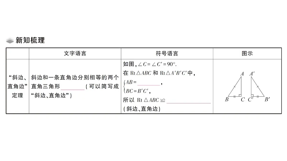 初中数学新湘教版八年级上册5.3直角三角形全等的判定课堂作业课件(2025秋)第2页