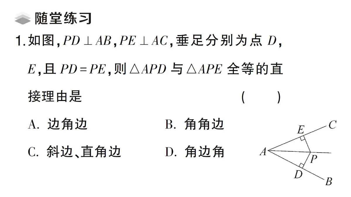 初中数学新湘教版八年级上册5.3直角三角形全等的判定课堂作业课件(2025秋)第3页