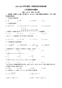 【七下HK数学】安徽省合肥市蜀山区合肥市琥珀教育集团2023-2024学年七年级下学期期中数学试题