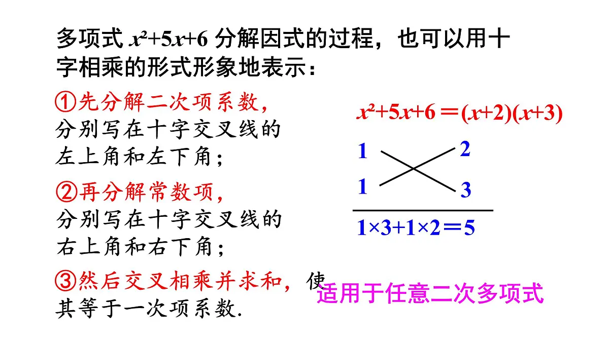 湘教版(2024)八年级数学上册 1.4 十字相乘法与分组分解法(课件)第5页