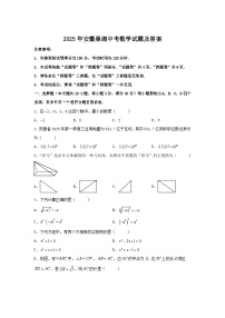 2025年安徽巢湖中考数学试题及答案