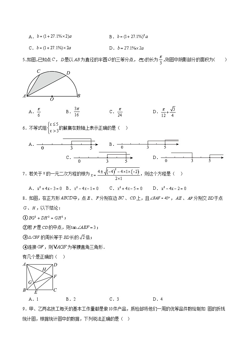 【9数二模】2024年安徽省合肥市庐阳区寿春中学中考二模数学试题第2页