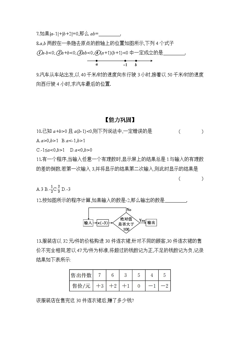 滬科版（2024）初中數(shù)學(xué)七年級上冊 1.5.1 第1課時 有理數(shù)的乘法 課時作業(yè)（含答案）第2頁