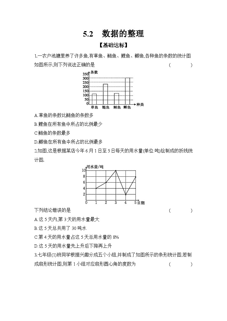 滬科版（2024）初中數(shù)學(xué)七年級上冊 5.2 數(shù)據(jù)的整理 課時作業(yè)（含答案）第1頁