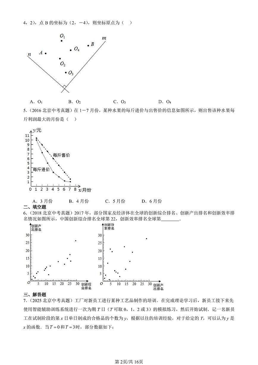 2016-2025北京中考真题数学汇编:函数和函数的图像(京改版) 有答案解析第2页