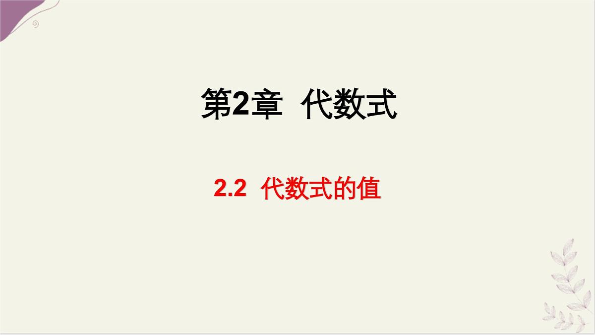 湘教版(2024)数学七年级上册 2.2 代数式的值 课件第1页