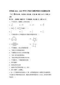 2024-2025学年苏科版八年级下册数学期末全真模拟试卷[A)