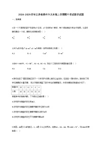 2024~2025学年江苏省泰州市九年级上学期期中考试数学检测试卷（含解析）