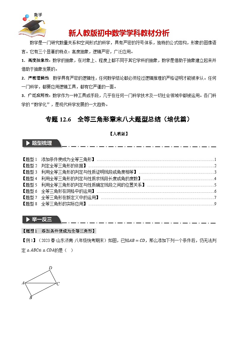 專題12.6 全等三角形章末八大題型總結(jié)(培優(yōu)篇)(人教版)(原卷版)第1頁(yè)
