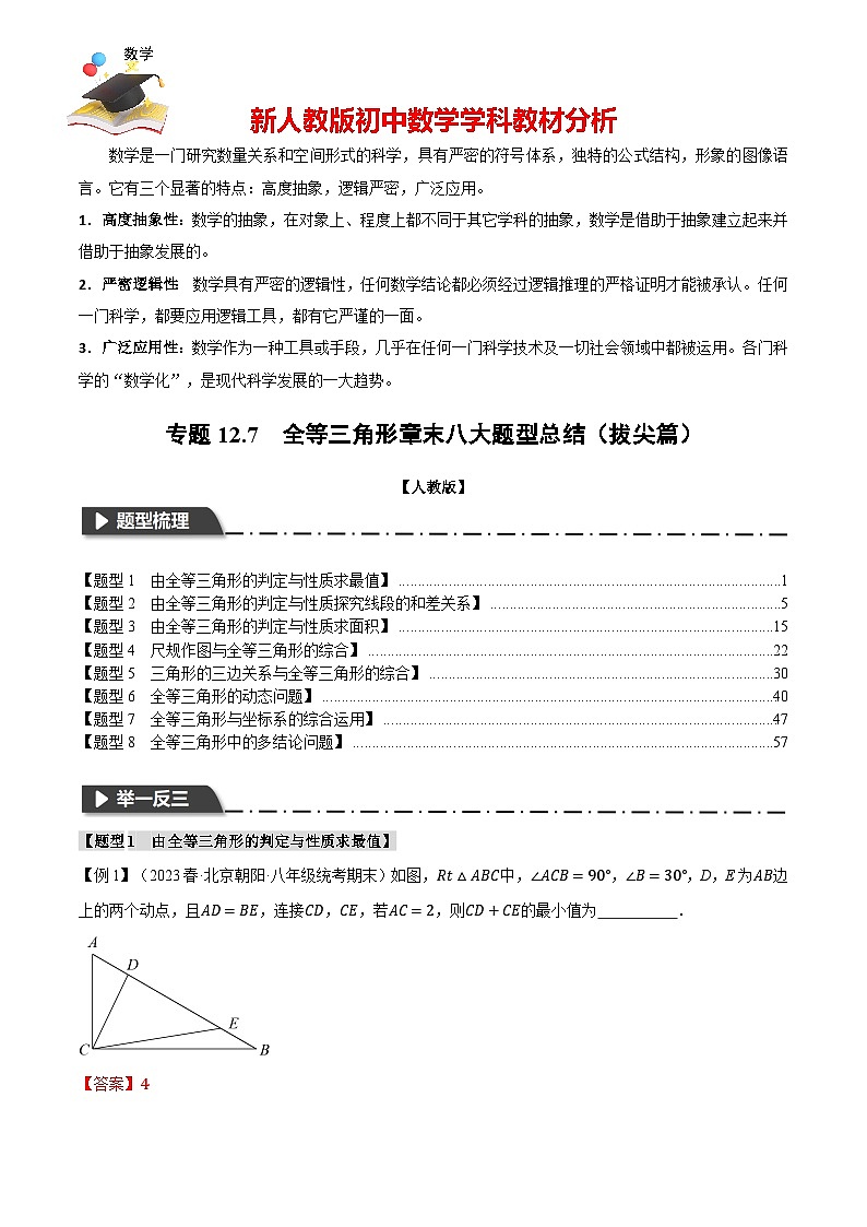 專題12.7 全等三角形章末八大題型總結(jié)(拔尖篇)(人教版)(解析版)第1頁