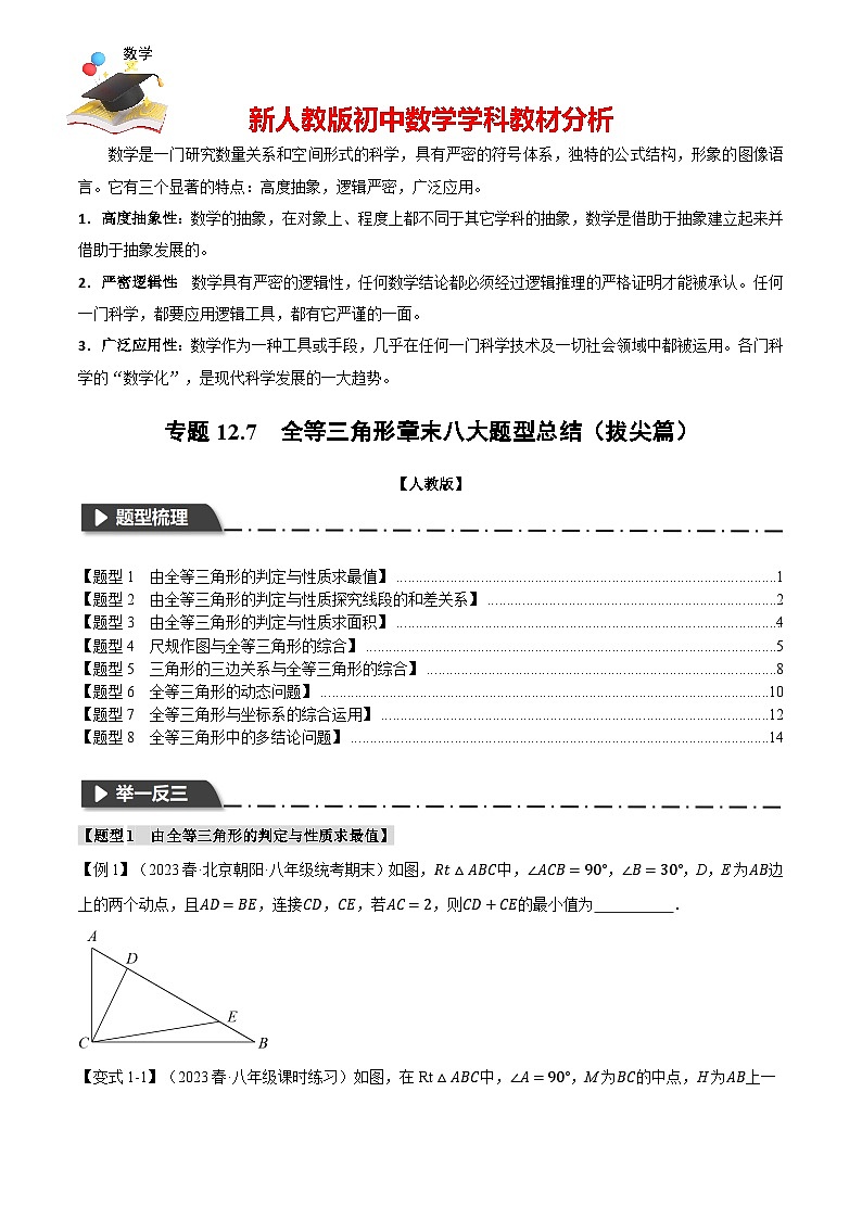 專題12.7 全等三角形章末八大題型總結(jié)(拔尖篇)(人教版)(原卷版)第1頁