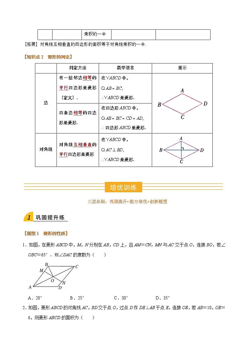 暑假作业05 菱形的性质与判定(2个知识点+6个题型+创新题型)(原卷版)第2页