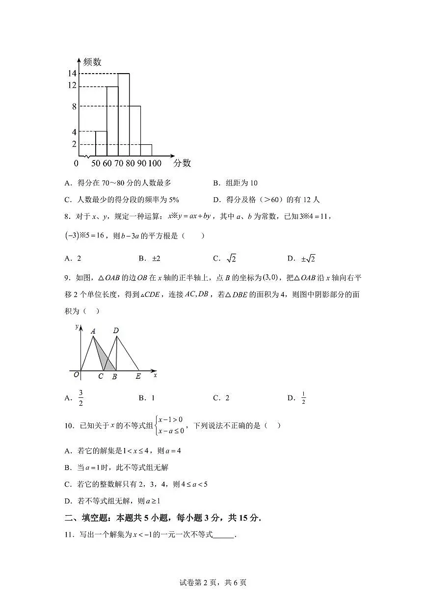 2024~2025学年河南省周口市鹿邑县七年级下学期期末数学试卷第2页