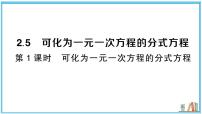 初中数学湘教版（2024）八年级上册（2024）2.5 可化为一元一次方程的分式方程习题ppt课件