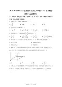 山东省威海市经开区2024~2025学年八年级下学期期末数学试卷(五四制)