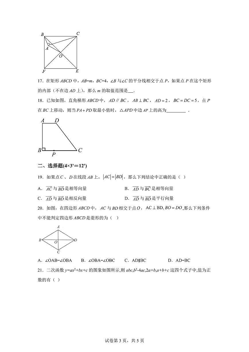 上海外国语大学附属外国语学校2024~2025学年下学期八年级期末数学试卷第3页