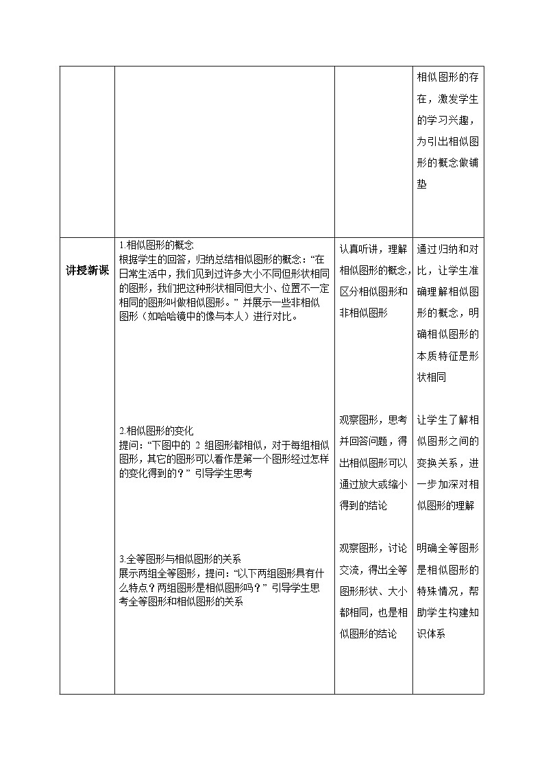 人教版九年級數(shù)學下冊圖形的相似教學設計第2頁