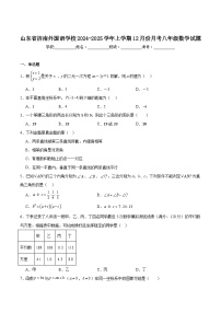 山东省济南市外国语学校2024-2025学年八年级上学期12月月考数学试卷(含解析)