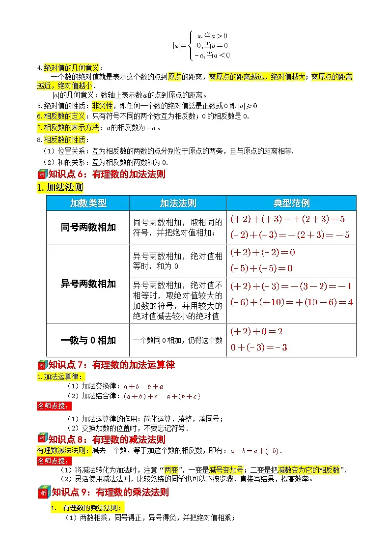 第09讲 有理数章复习——【暑假自学课】2025年新七年级数学暑假提升精品讲义(苏科版2024)(解析版)-A4第2页