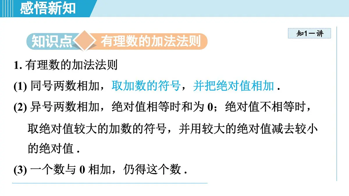 沪科版七年级数学上册 1.4 有理数的加减(第1章 有理数 自学、复习、上课课件)第3页