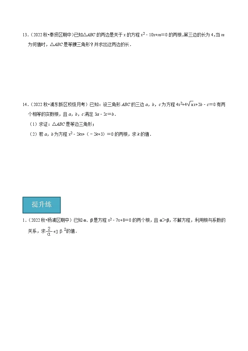21.3一元二次方程根的判别式(第2课时)(分层作业)(原卷版)第2页