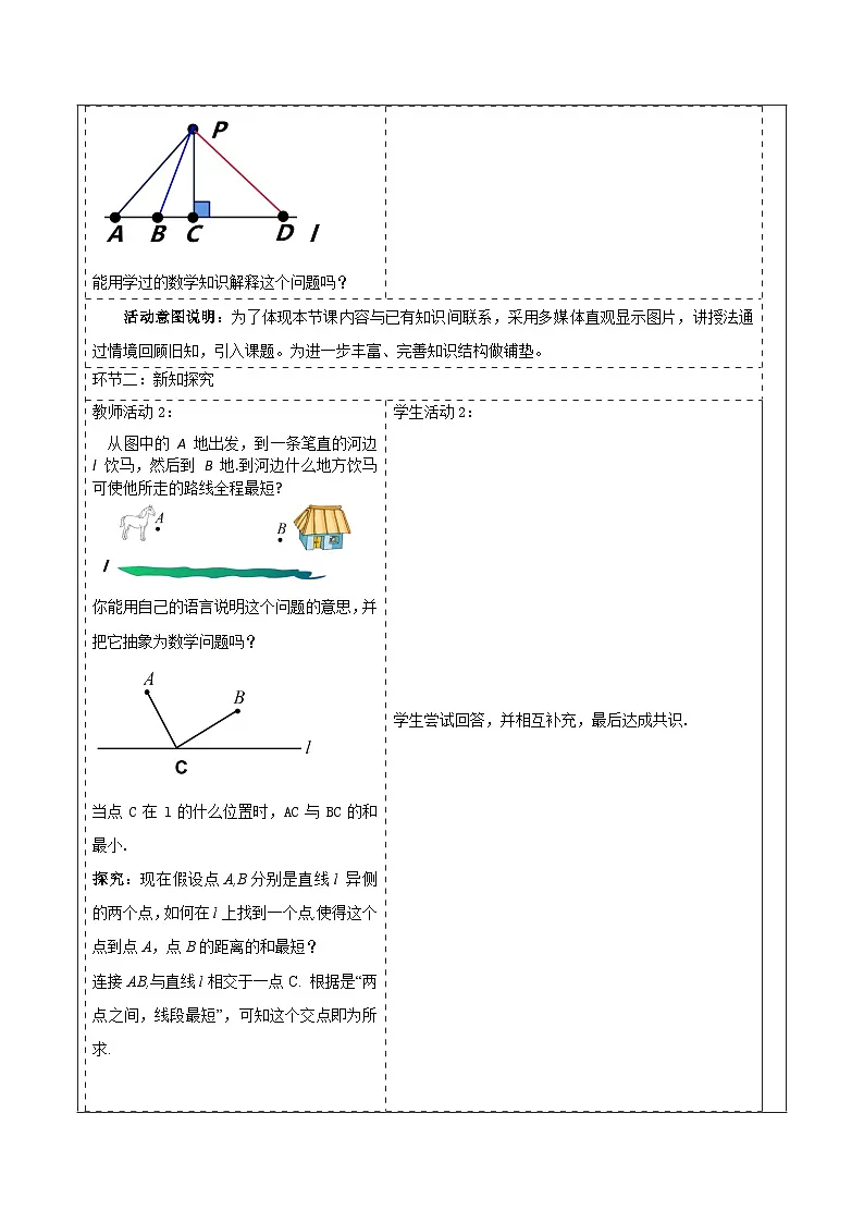 新人教版八年级数学上学期同步教案 第15章 综合与实践 最短路径问题第2页