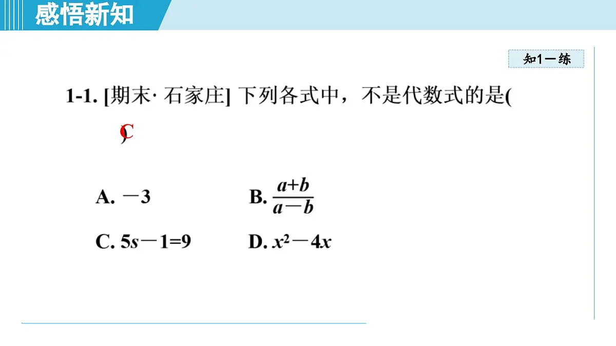 冀教版七年级数学上册 3.2 代数式(第三章 代数式 学习、上课课件)第8页