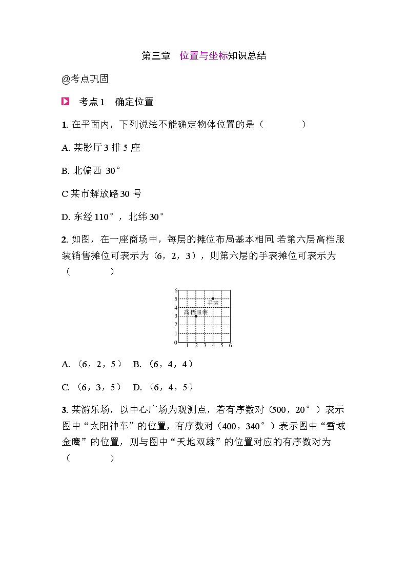 第三章位置与坐标知识总结 - 学生版第1页