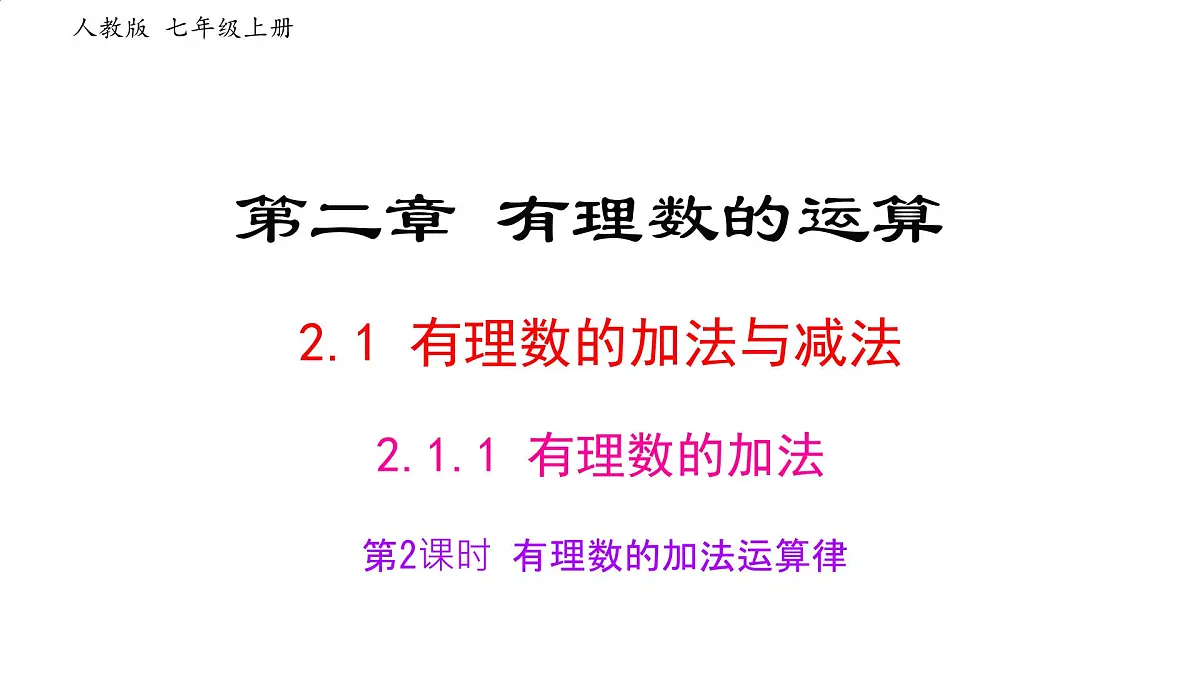 初中 数学 人教版(2024) 七年级上册2.1.1 有理数的加法(第2课时)课件第2页