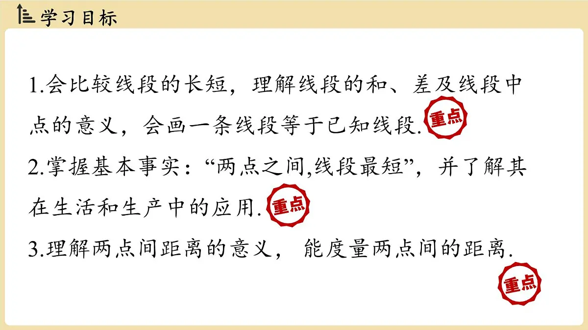 2025年湘教版七年级数学上册 4.2 线段、射线、直线课时2(课件)第2页