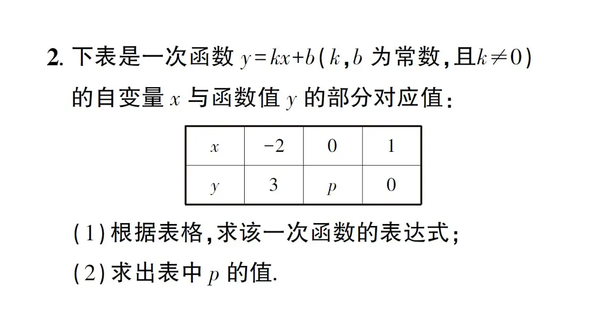 初中数学新沪科版八年级上册12.2第4课时 用待定系数法求一次函数的表达式作业课件(含答案)(2025秋)第3页