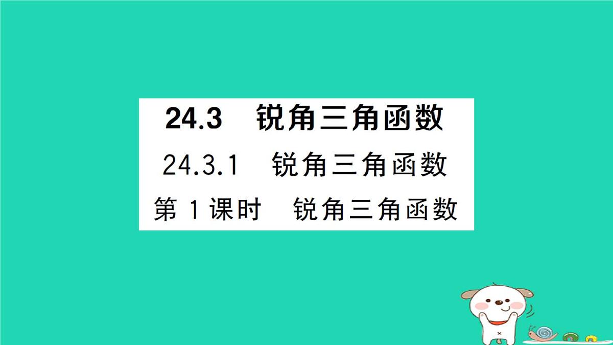2025九年级数学上册第24章解直角三角形24.3锐角三角函数24.3.1锐角三角函数第1课时锐角三角函数作业课件新版华东师大版第1页