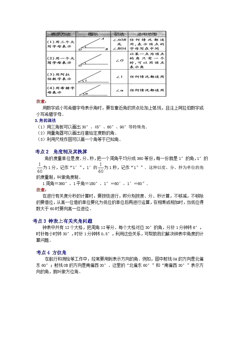 人教七年级数学上册专题训练4.3.1角(知识解读+能力提升)第2页