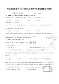 四川省巴中市南江县实验中学 2024-2025 学年九年级上学期 期中数学试题
