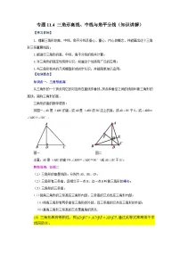 【25年秋季】新人教版八年级数学上册专项讲练专题11.4 三角形高线、中线与角平分线(知识讲解)