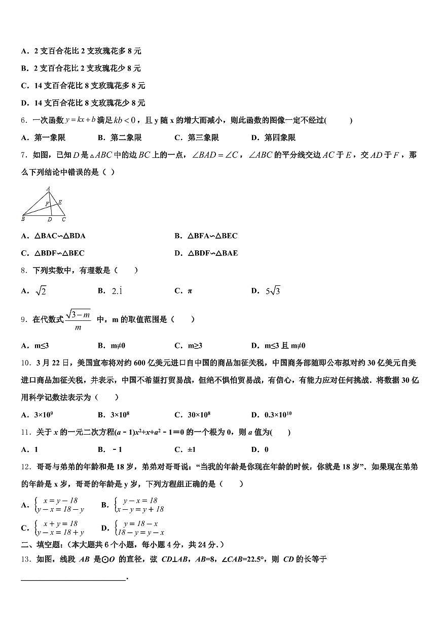 梧州市万秀区2025届中考数学全真模拟试题含解析第2页
