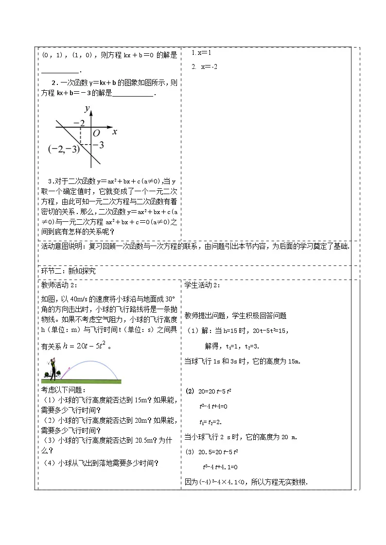 【25秋季】新人教版九年级数学上册22.2二次函数与一元二次方程名师教案第2页