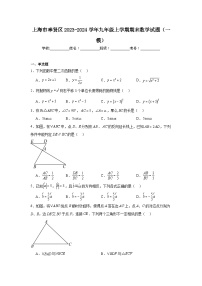 上海市奉贤区2023-2024学年九年级上学期期末数学试题（一模）以及答案解析