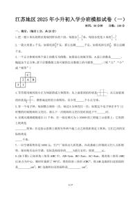 （分班考）2025年江苏地区重点学校新初一上学期开学分班数学模拟试卷试题及答案