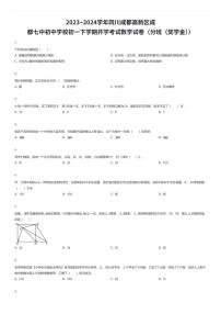 2023~2024学年四川成都高新区成都七中初中学校初一下学期开学考试数学试卷（入学分班（奖学金））（有答案解析）