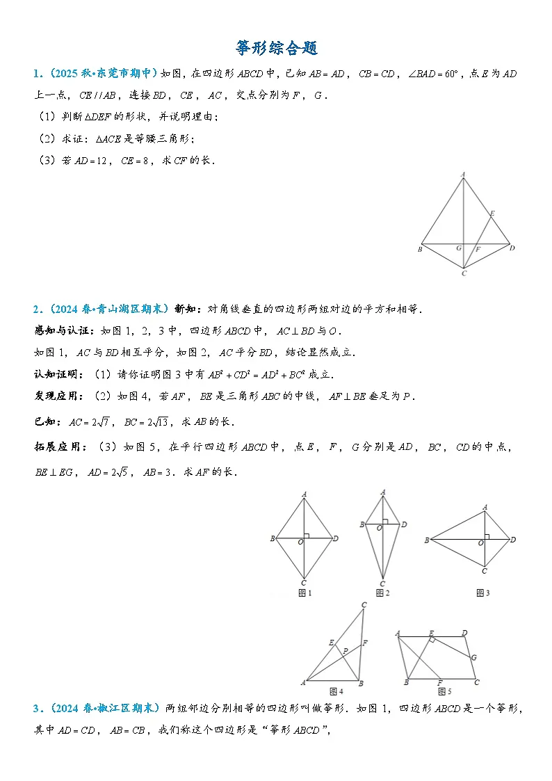 2026年中考数学压轴题专项练习-筝形综合题(学生版+名师详解版)第1页