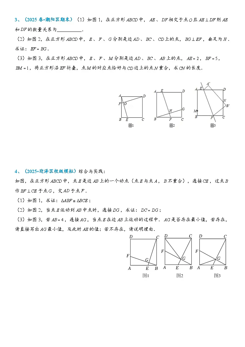 2026年中考数学压轴题专项练习-正方形中的十字模型(学生版+名师详解版)第2页