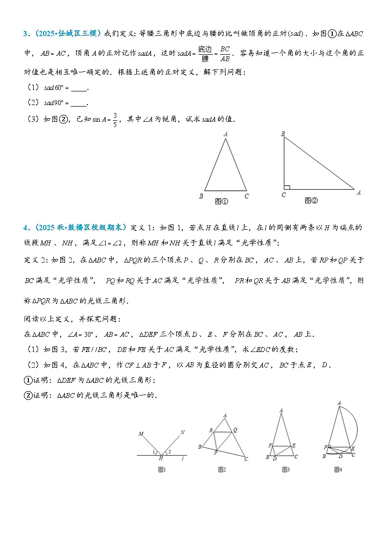 2026年中考数学压轴题专项练习-三角形中的新定义问题(学生版+名师详解版)第3页