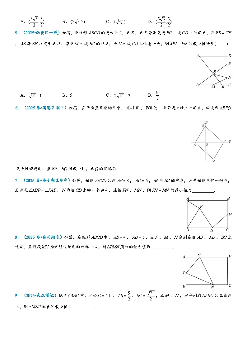 2026年中考数学压轴题专项练习-将军饮马(学生版+名师详解版)第2页