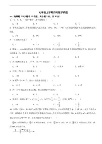 浙江省杭州市2025年七年级上学期月考数学试题及答案