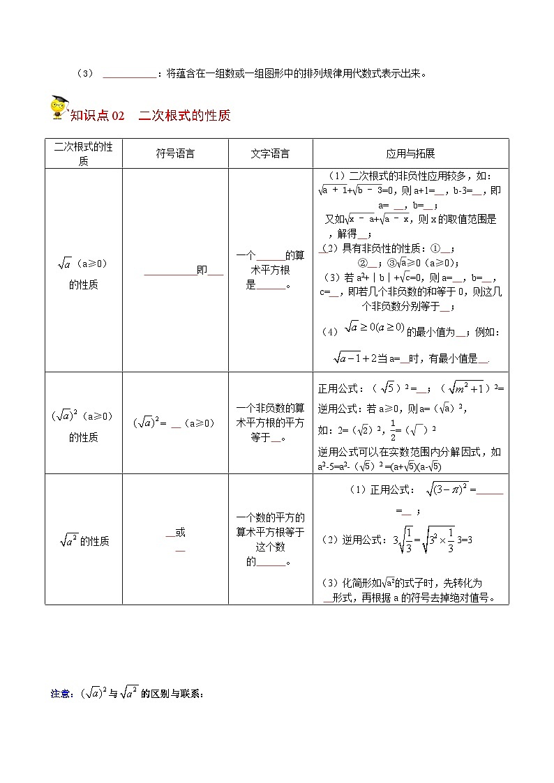 人教版数学中考一轮复习讲义练习第01课 二次根式(学生版)-第2页