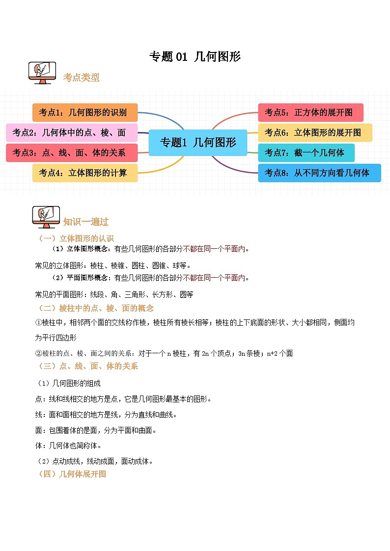 专题01 几何图形【八大考点+知识串讲】(原卷版)第1页