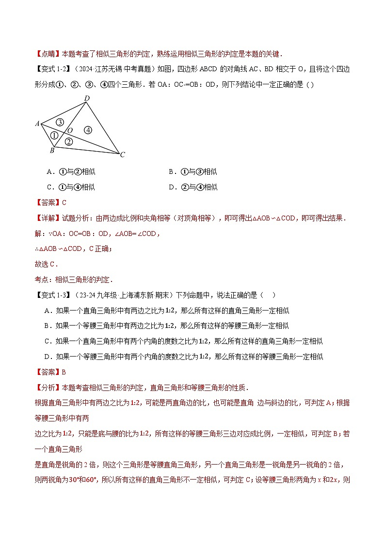 专题23.3 相似三角形的判定【十大题型】(华东师大版)(解析版)第3页