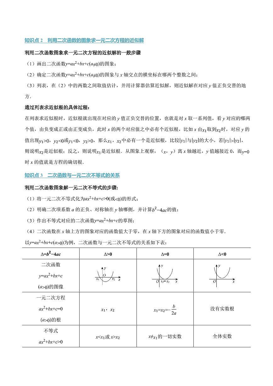 专题1.4 二次函数与一元二次方程(讲义)(解析版)第2页